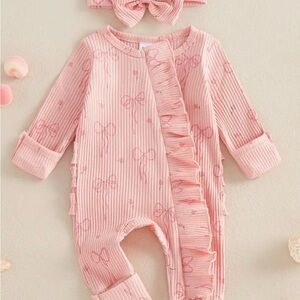 Pink Ruffled Kids One Piece